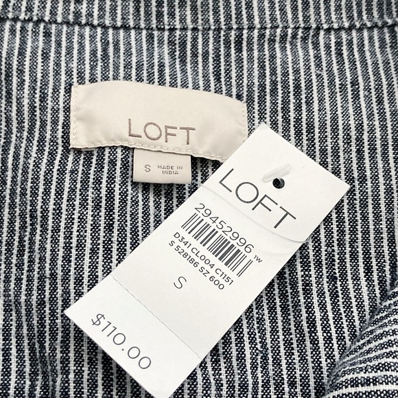 New With Tags Ann Taylor Loft Linen Cotton Striped Twill Utility Jacket - Picture 6 of 7